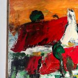 The colored roofs, knife technique, signed