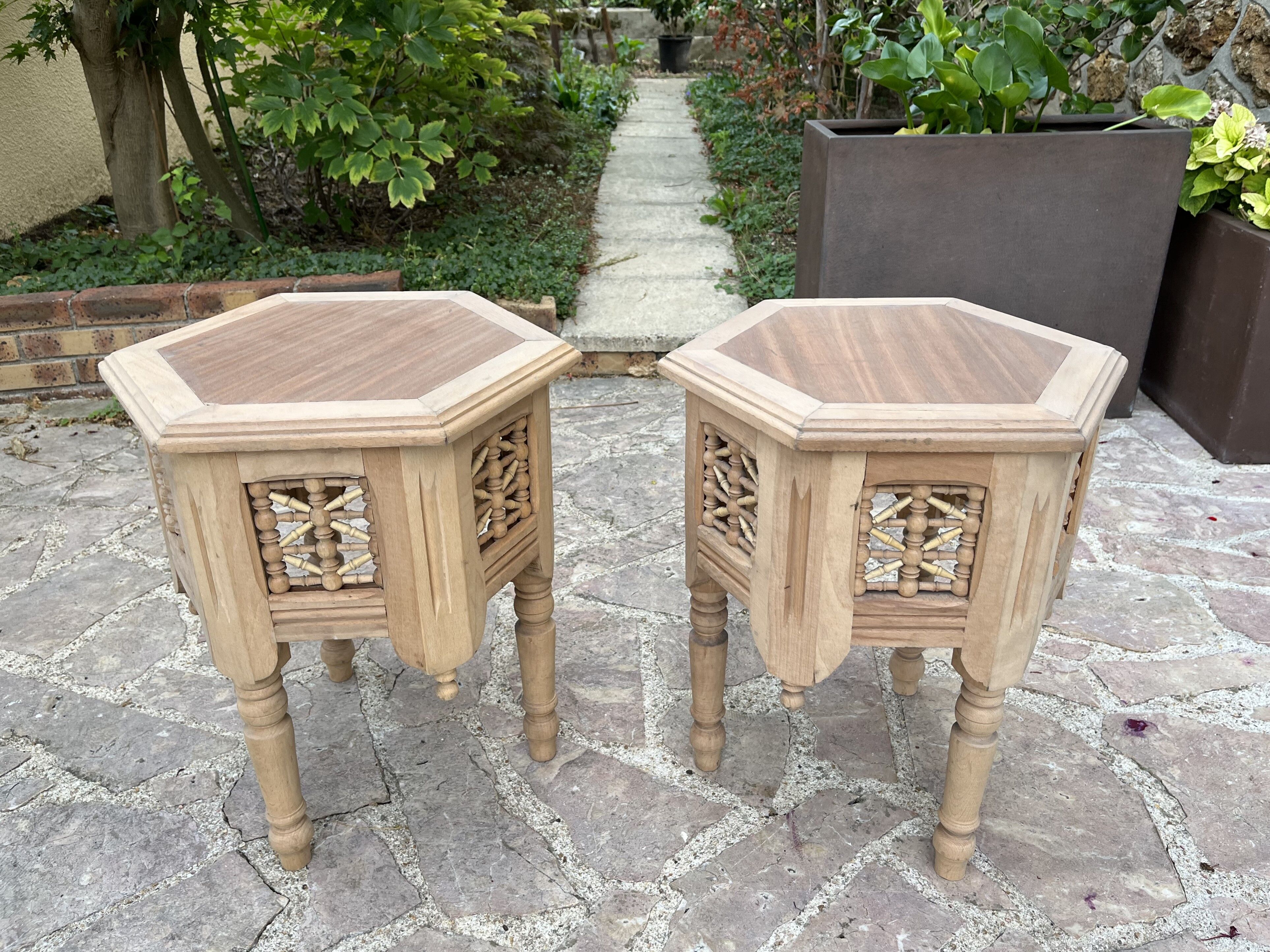 Pair of oriental wooden harnesses