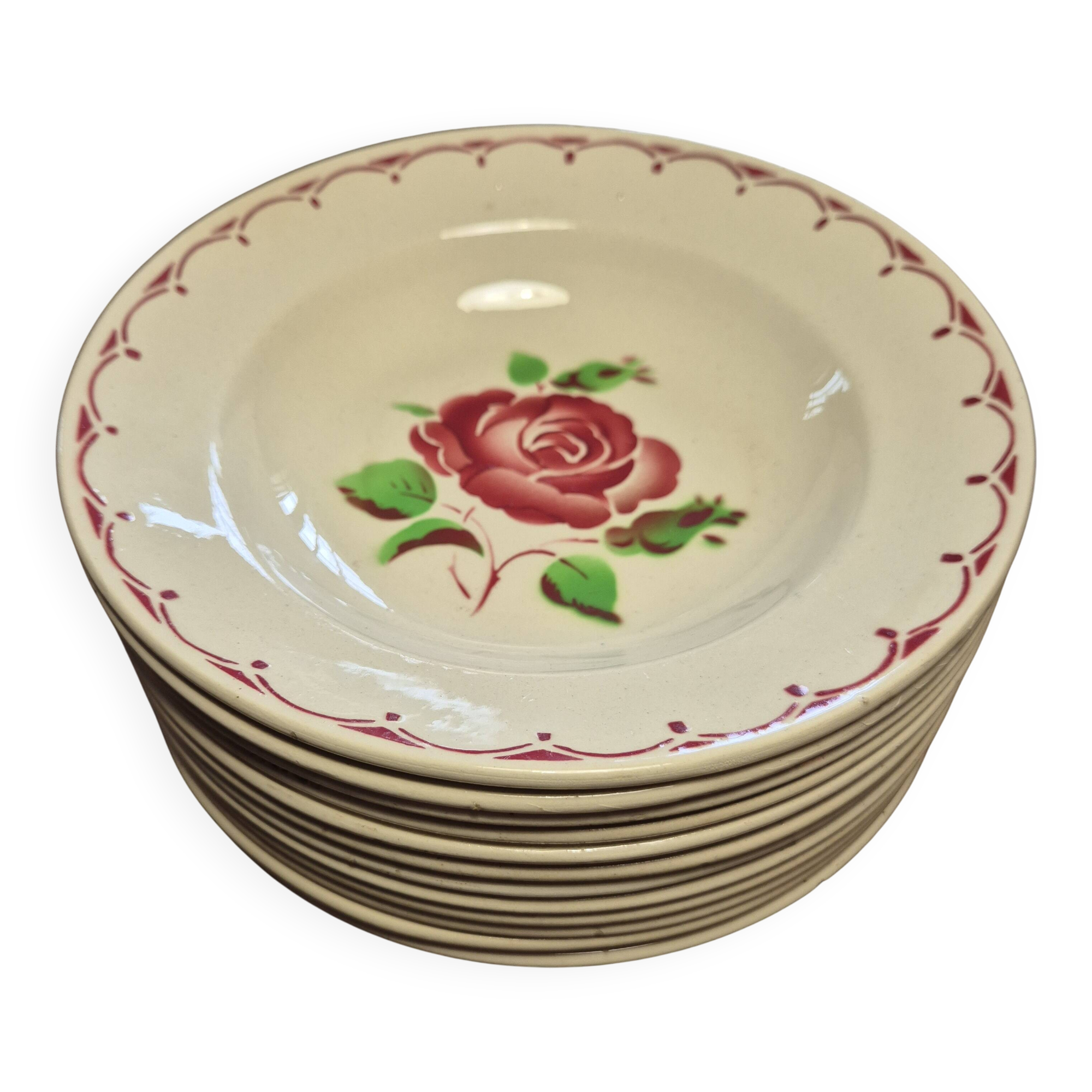 Deep plates Badonviller pink Digoin