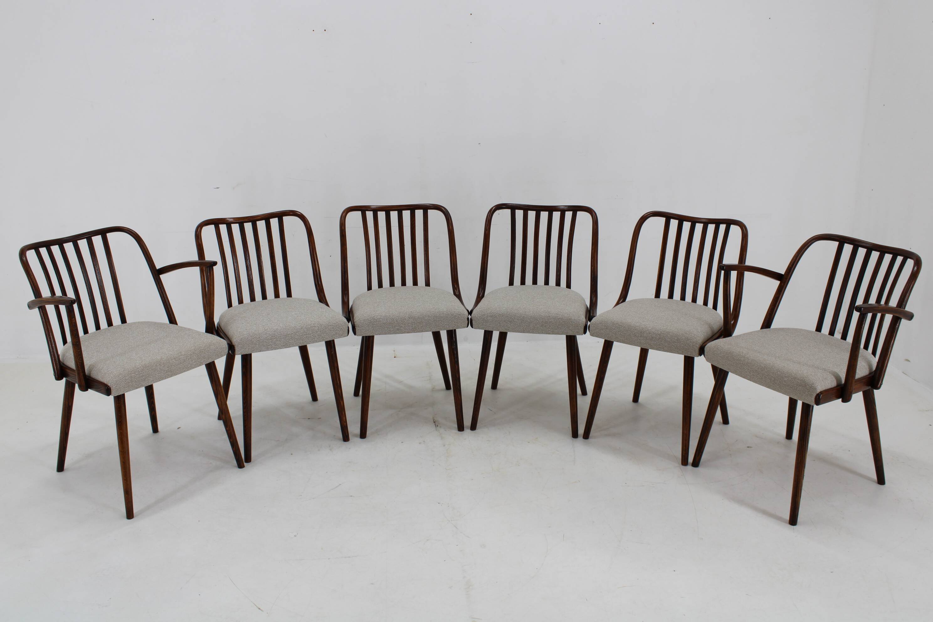 1960s Antonin Suman Set of Six Beech Dining Chairs, Restored