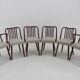 Ensemble de six chaises de salle à manger en hêtre Antonin Suman des années 1960, restaurées