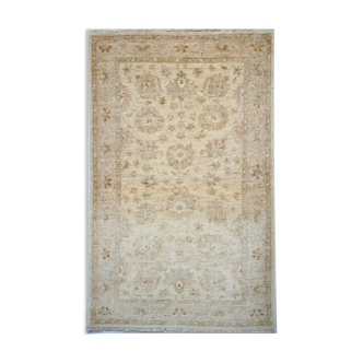 Cream Wool Rug Handmade Ziegler Carpet 83x188cm