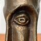 Abstract vase with a brutalist bronze face from the mid-century.