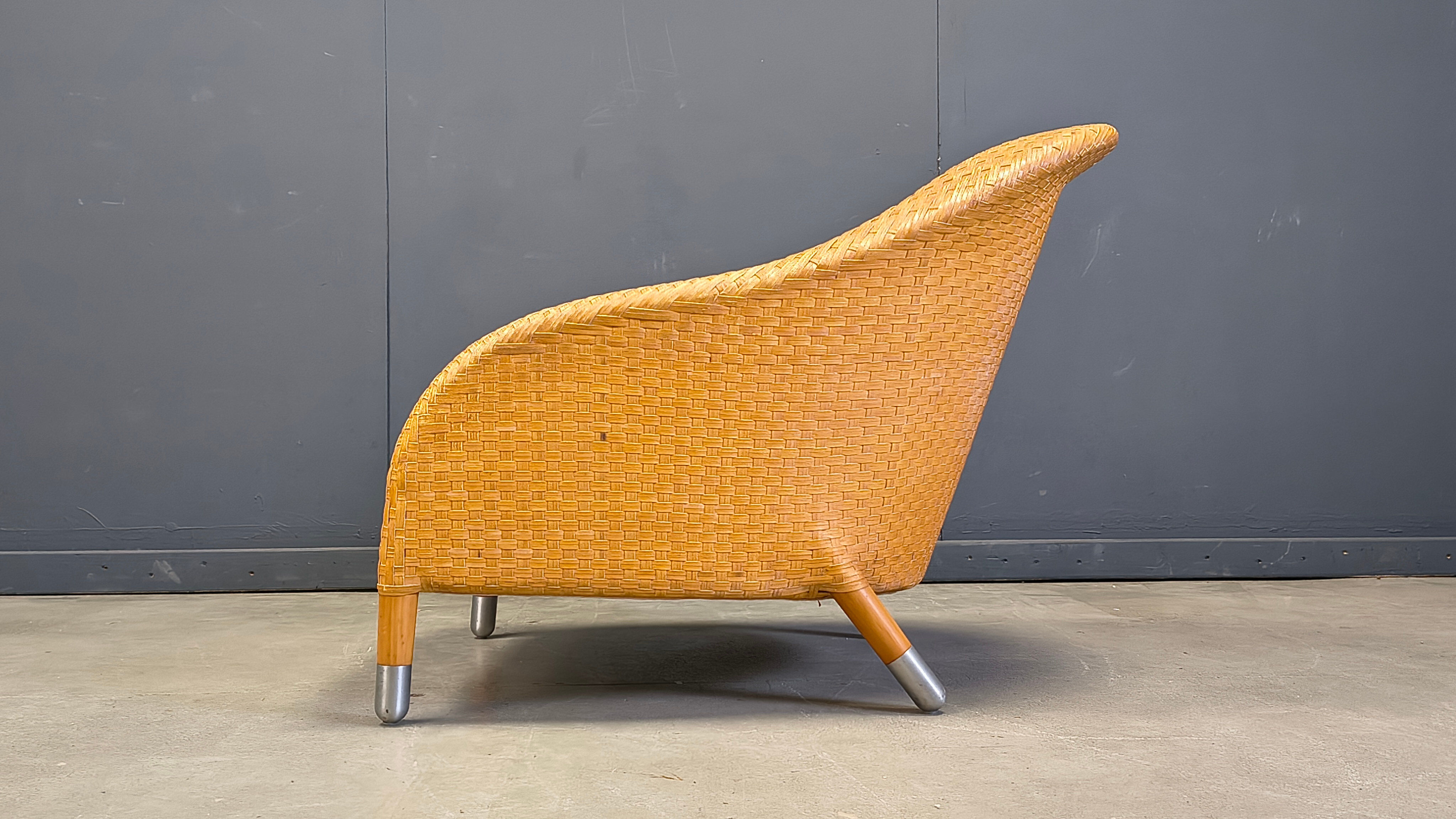 Antonio Citterio braided leather armchair, 1980s