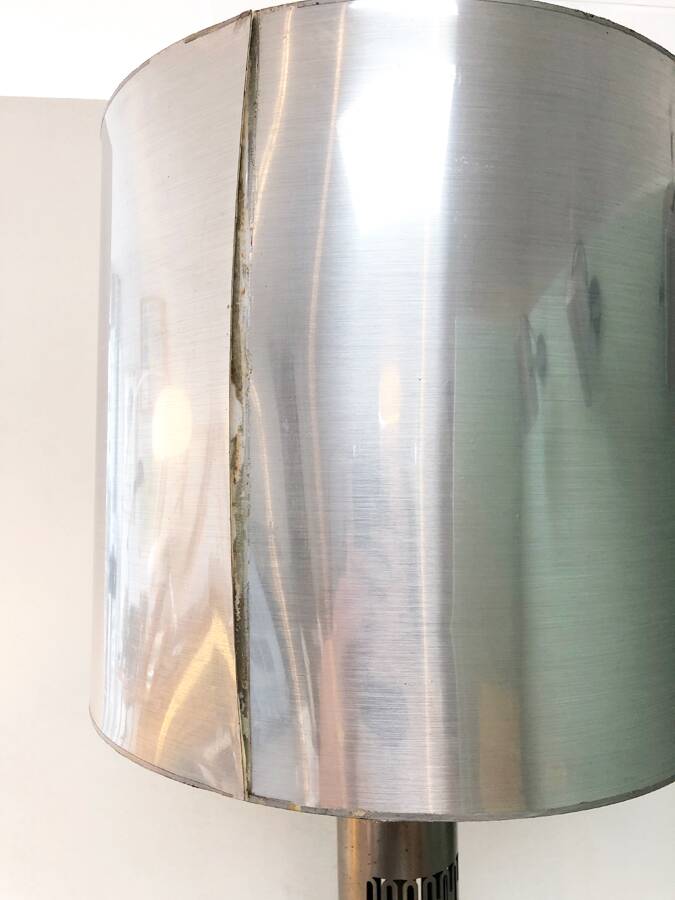 Vintage 70s design lamp in brushed aluminum