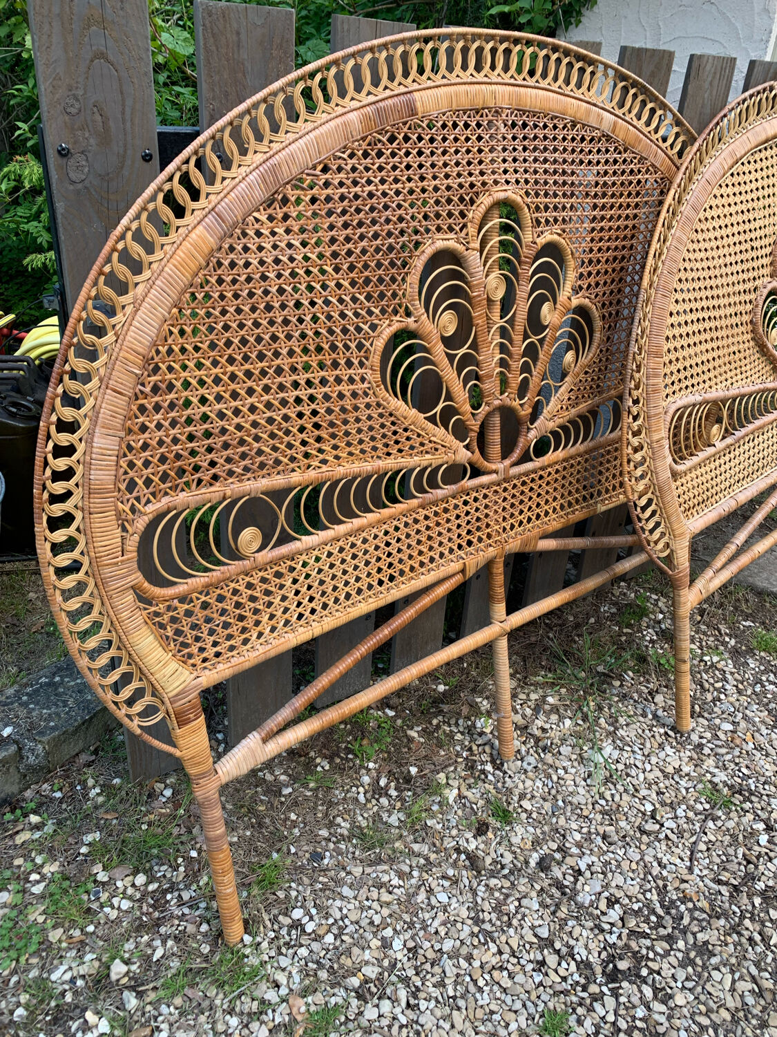 Peacock headboards in rattan and wicker 70s
