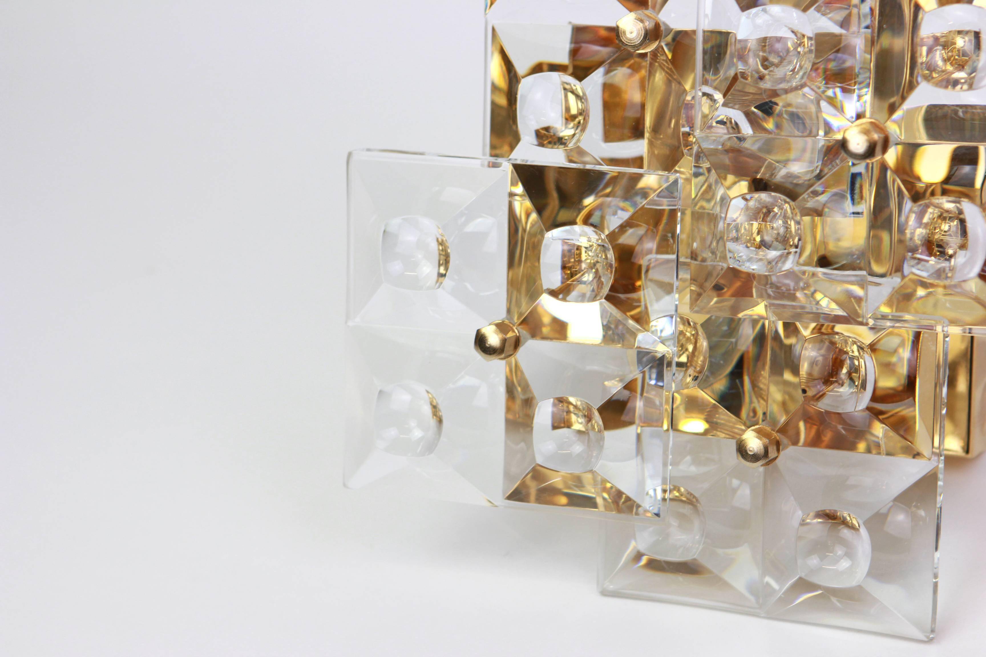 Magnificent crystal wall light by Kinkeldey, Germany, 1970s.
