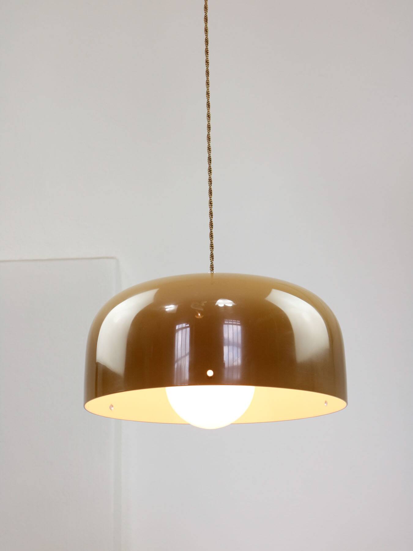 Space Age Brown Pendant Lamp from Guzzini, 1960s