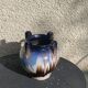 Amphora vase in mixed earth, shades of blue, beige and white, pottery, vintage