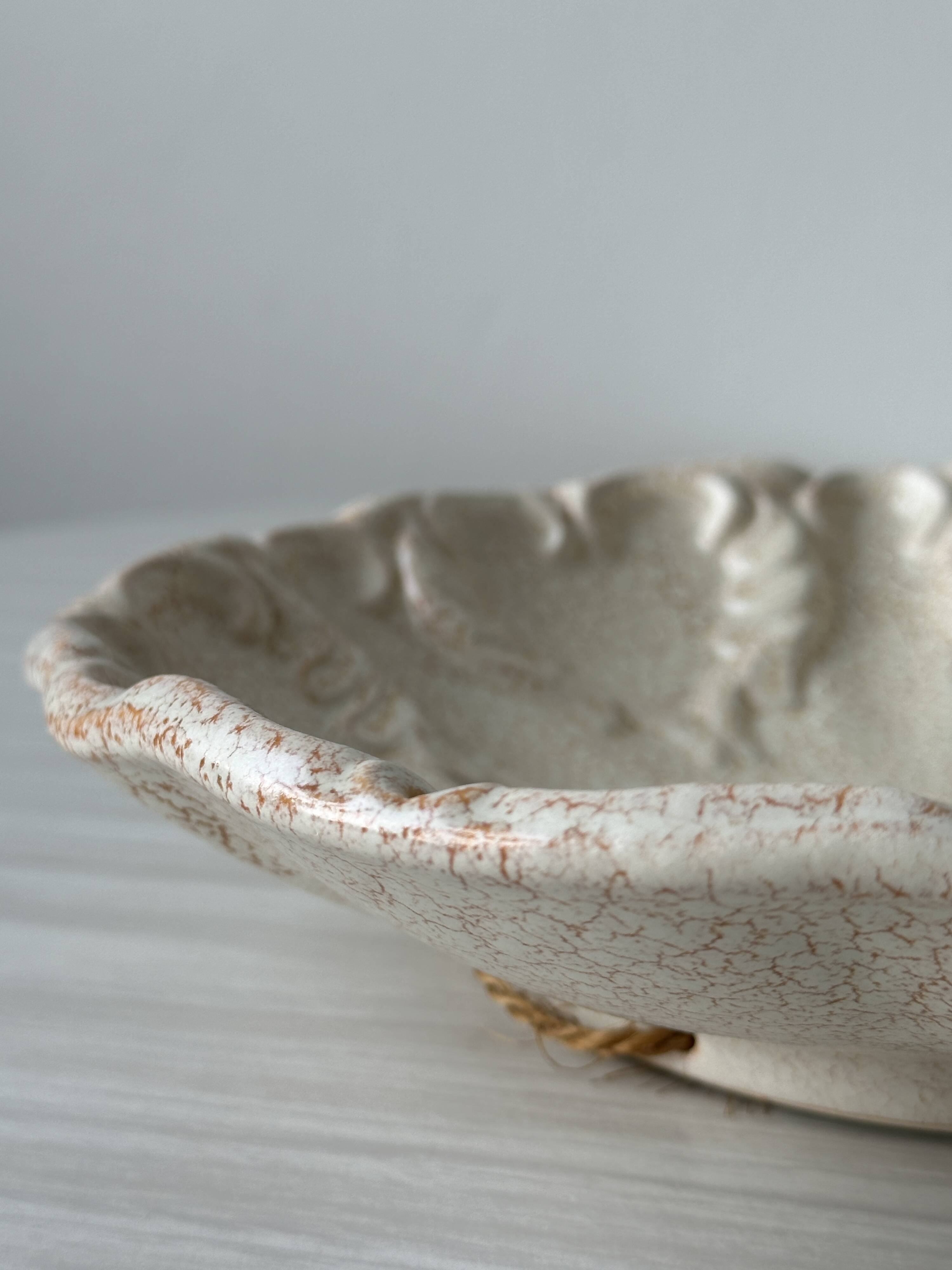 Fluted cracked terracotta dishes - fluted wall plates