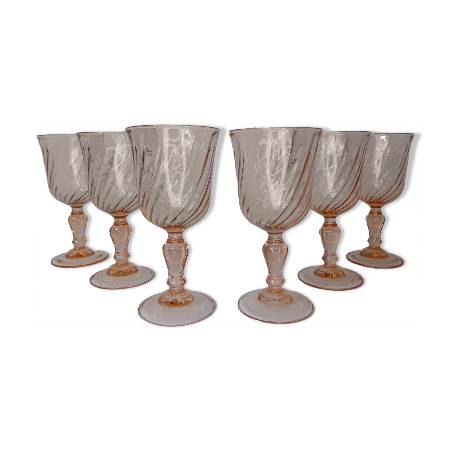 6 rosaline twisted pink foot glasses