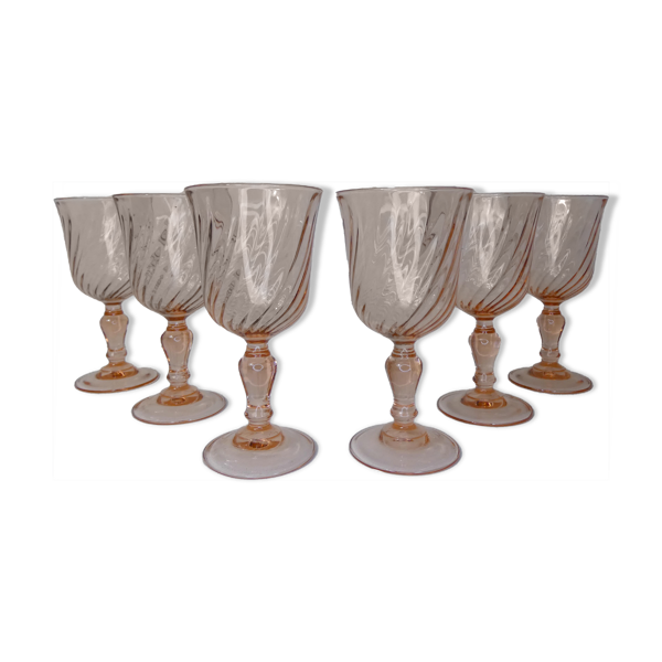 6 verres à pied rose torsadé Rosaline