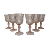 6 verres à pied rose torsadé Rosaline