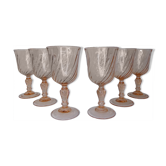 6 verres à pied rose torsadé Rosaline