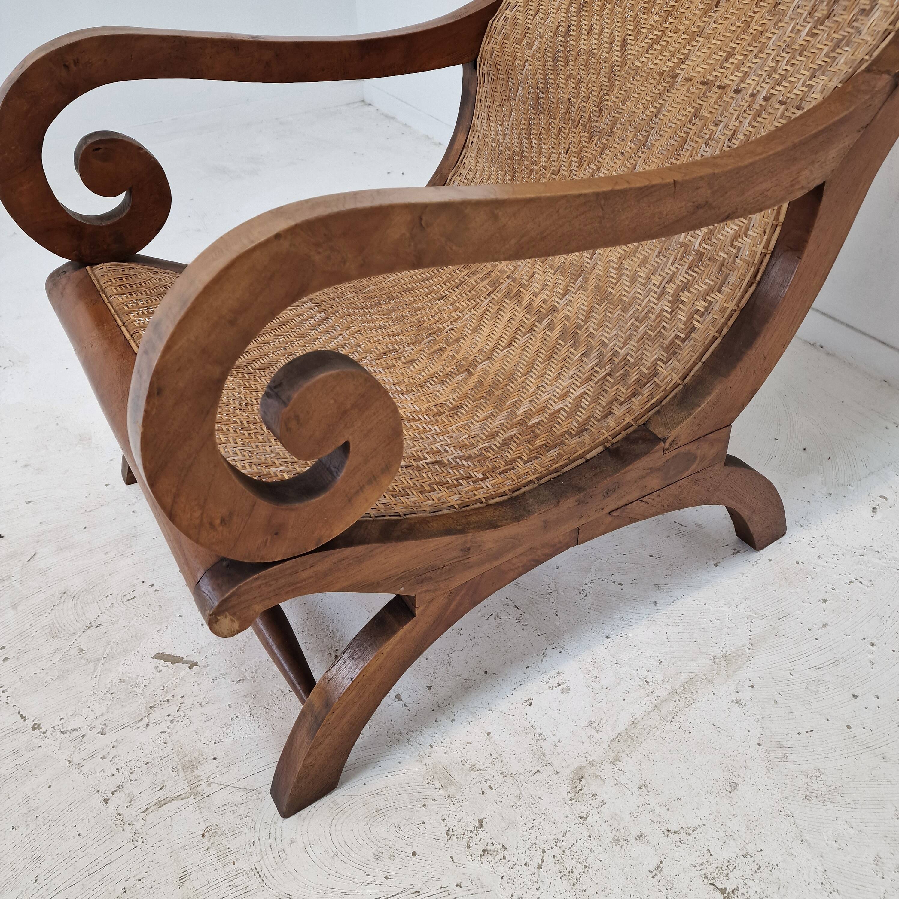 Colonial Style Carved Caned Plantation Chair