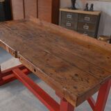 1950's industrial beech workshop workbench