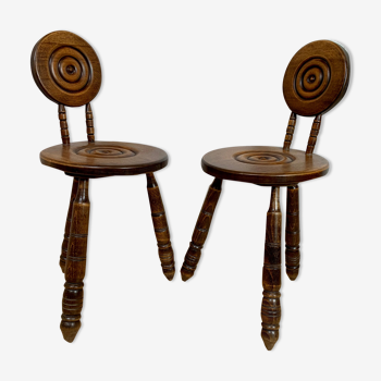 Pair of small Breton style chairs