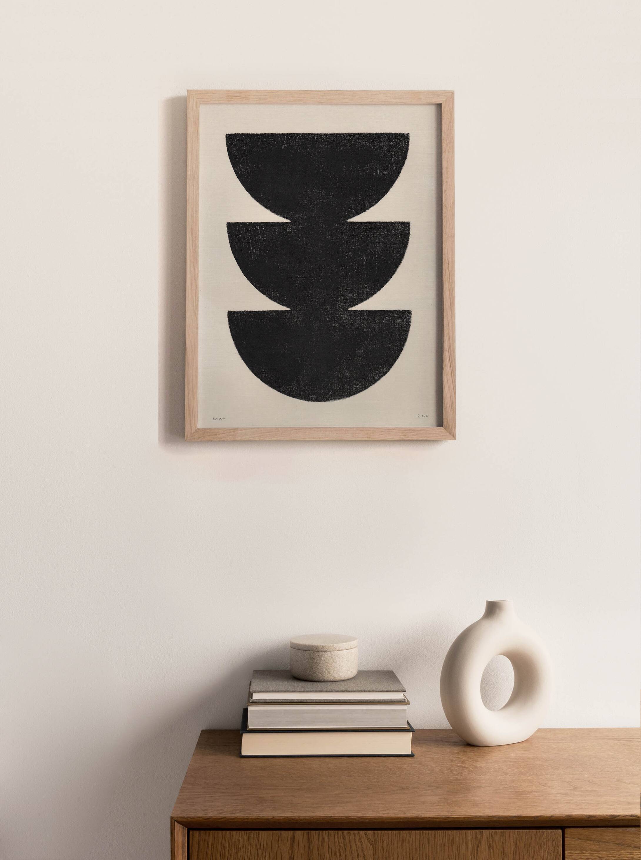 Painting on paper - black abstract illustration signed eawy