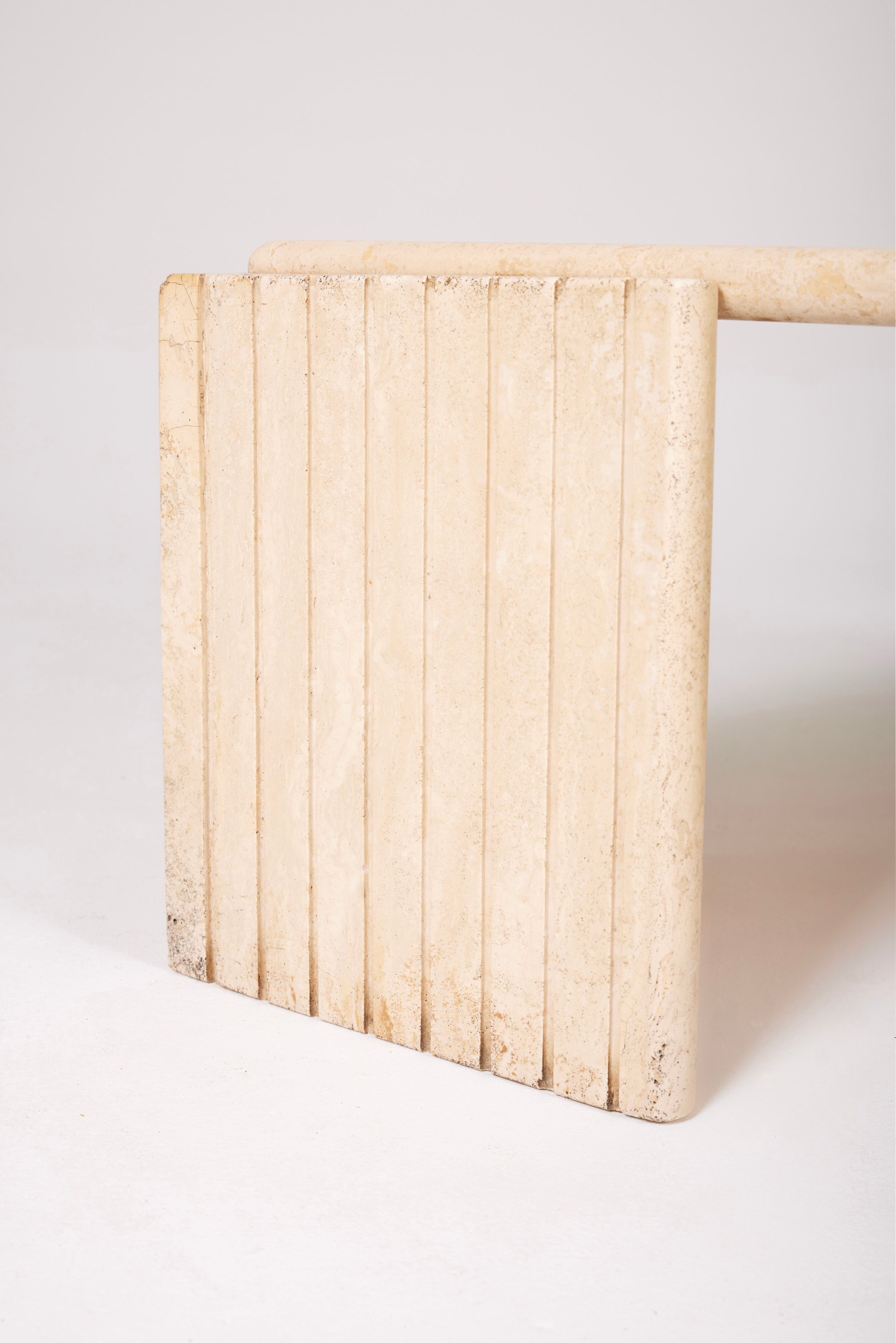 Travertine coffee table in eye shape, 1970s