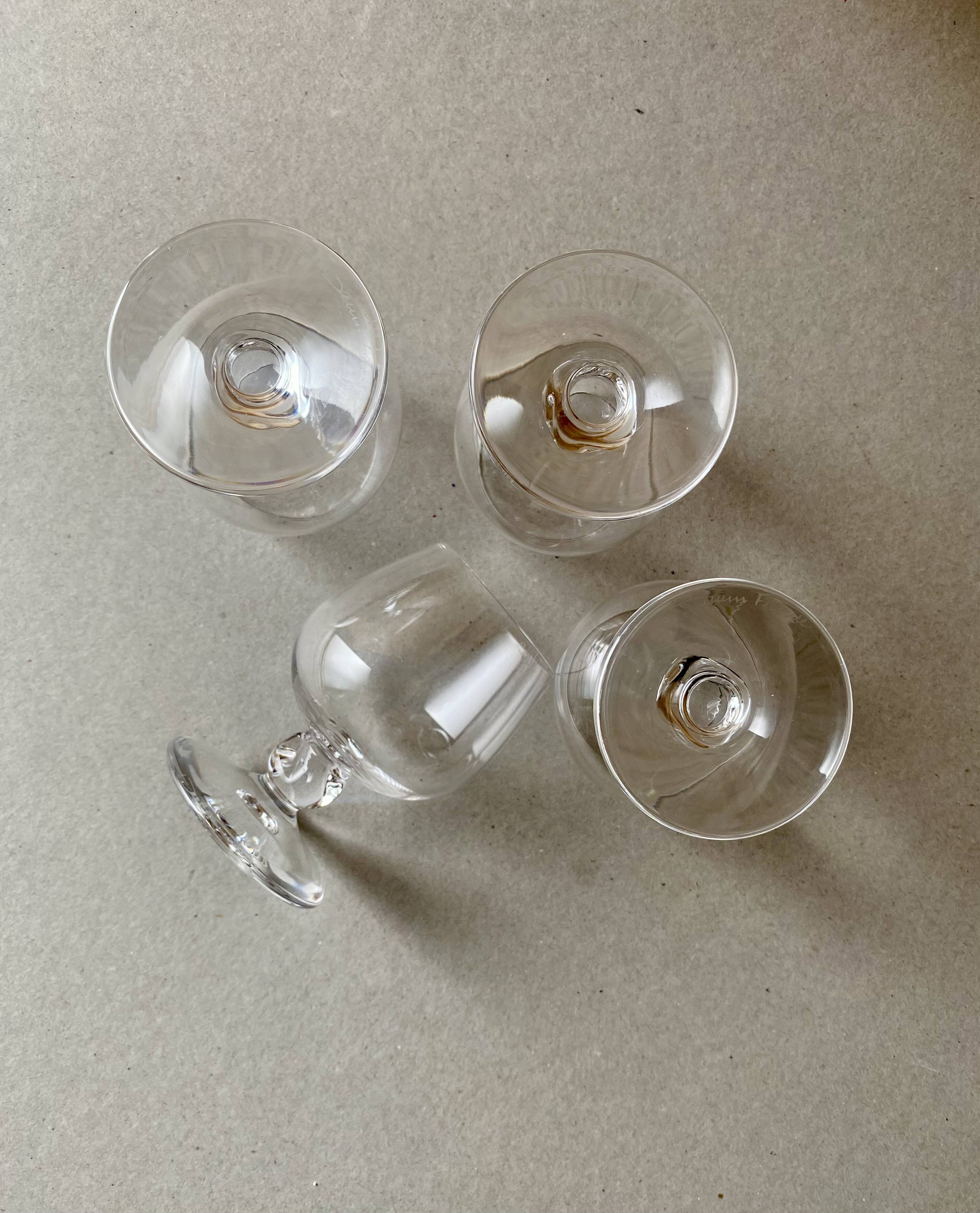 4 crystal digestif glasses Daum France – Orval model