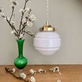 Vintage globe pendant light in white opaline