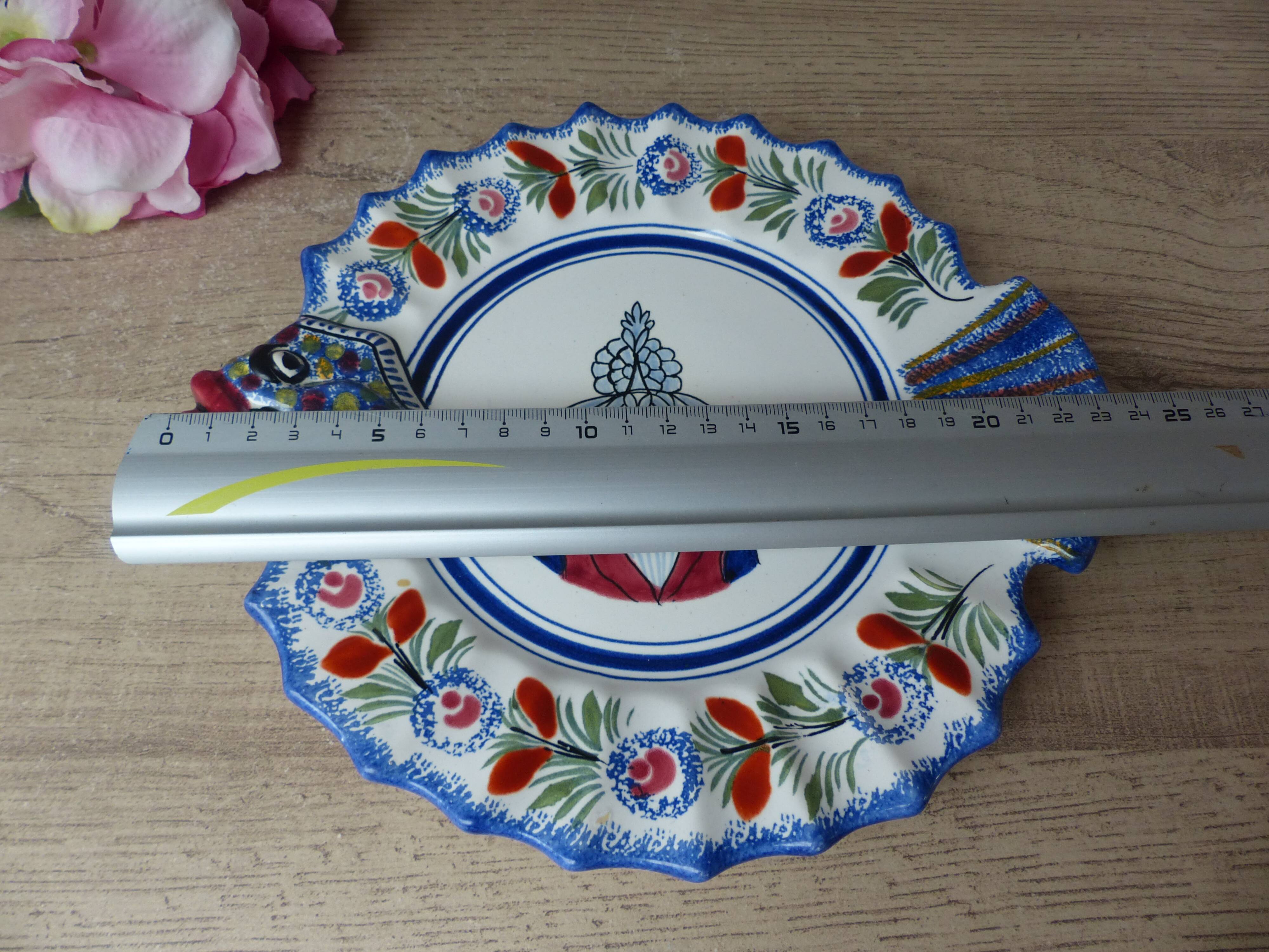 Fish-shaped plate with Breton Les Sables d'Olonne Vintage