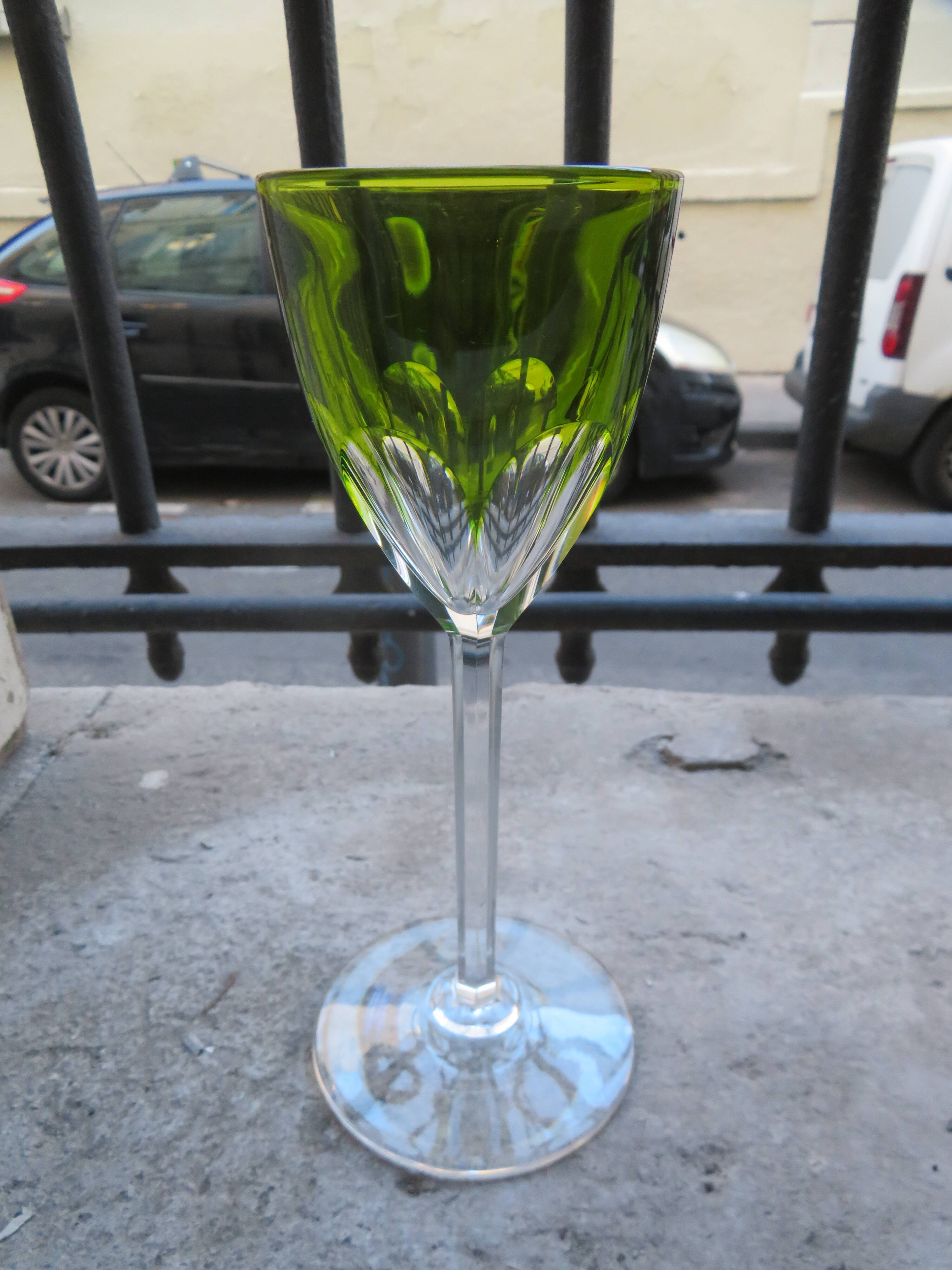 12cl Baccarat crystal wine glass, Genova model, Chartreuse lined, 19.1cm