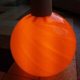 70s space age orange glass globe ball pendant light