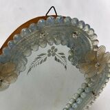 Miroir murano venice 1900 structure bois opalescent stylisées 22x24cm