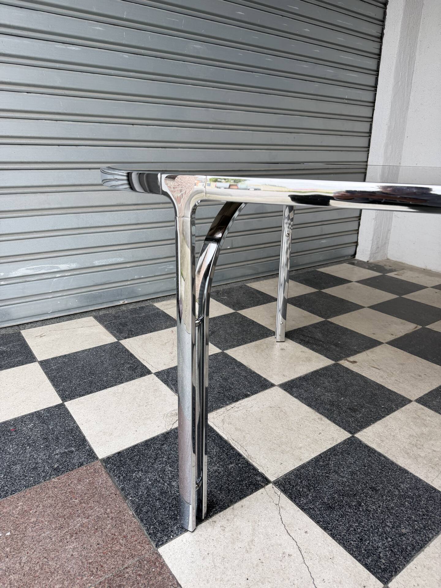 Vintage glass and chrome table