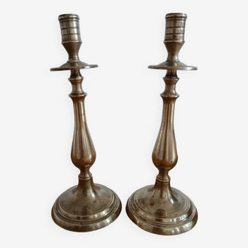 Pair of brass candle holders