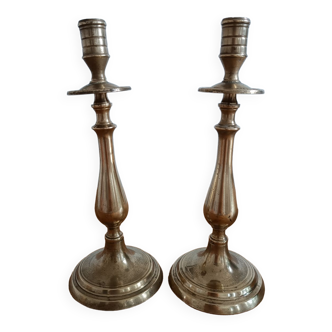 Pair of brass candle holders