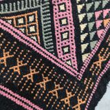 Colorful black margoum rug hand-woven in natural wool