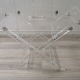 Table basse vintage en plexiglas avec plateau, années 1970