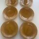 6 flat plates slip, enamelled ceramic ochre, mustard yellow, stamped Gien