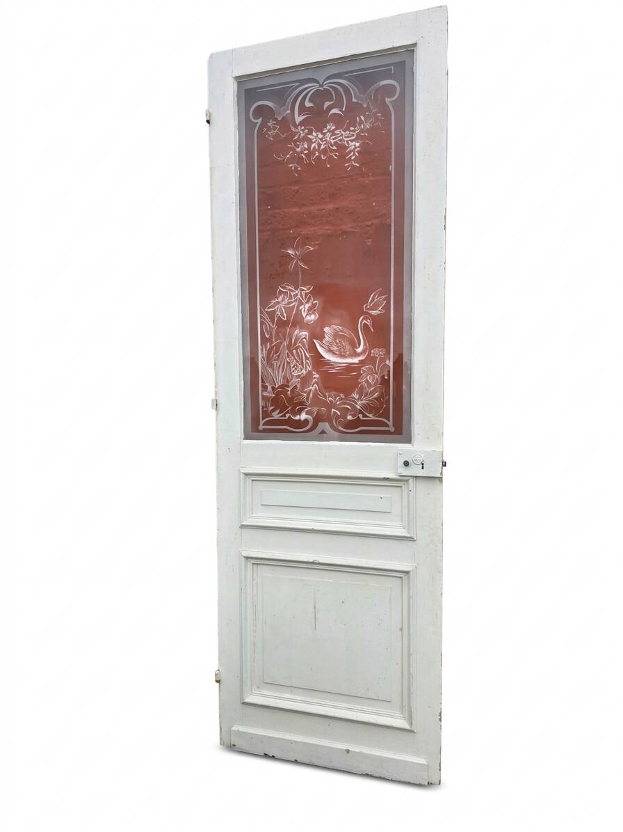 Engraved glass door, late 19th century.