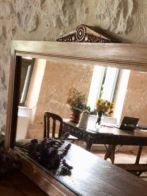 Large Art Deco wooden mirror
