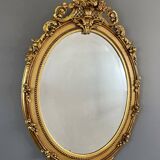 Miroir ovale en bois doré Napoléon III