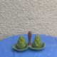Vintage glazed ceramic barbotine artichoke shaped salt cellars