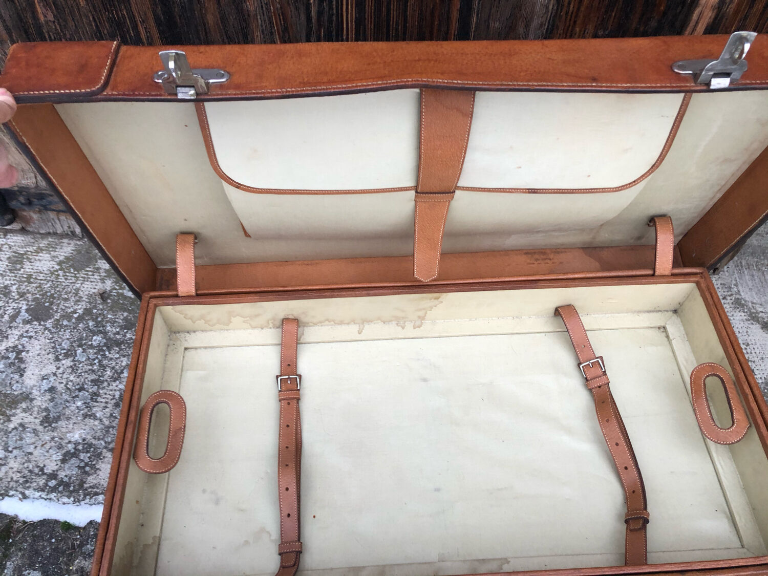 Art deco saddle leather trunk by old england paris
