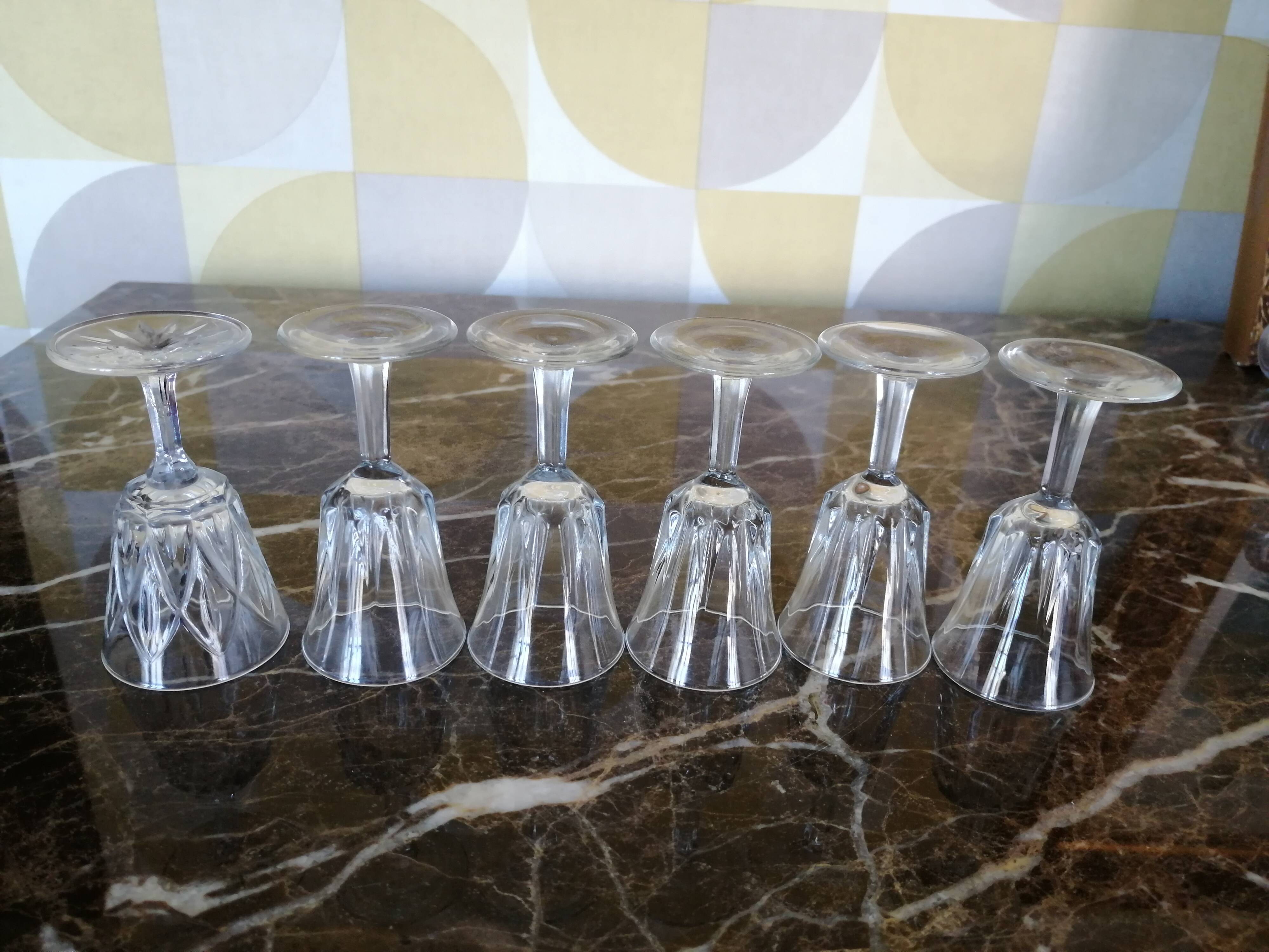 6 old digestive glasses