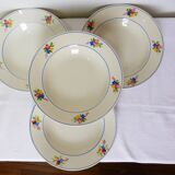 Set of 4 soup plates from the Gien factory, Nice model, in porcelain