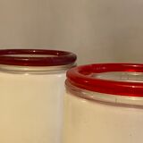 3 red and white Murano glass luminaires 1970s