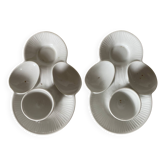 Coquetiers anciens en porcelaine Mehun
