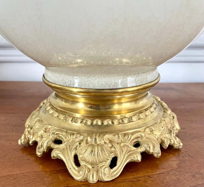 Vase and lamp foot in Chinese porcelain enamelled white cracked ivory - Qing - China XIXth