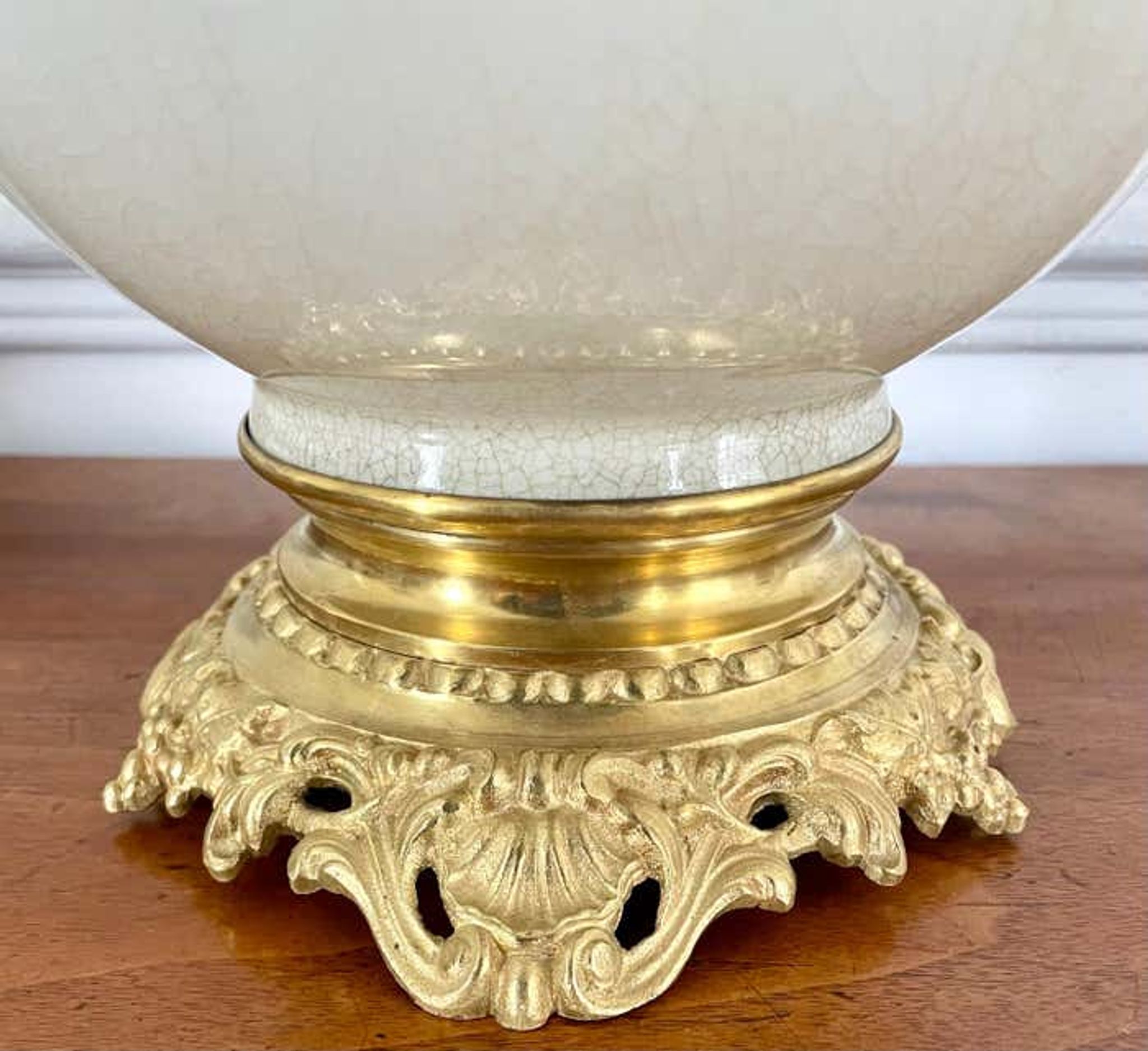 Vase and lamp foot in Chinese porcelain enamelled white cracked ivory - Qing - China XIXth
