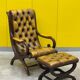 Original English Chesterfield Wingback Chair & Matching Footstool