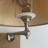 Pair of vintage, Art Deco chrome and beige adjustable wall lamps