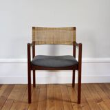 Fauteuil scandinave en teck et rotin, 1960