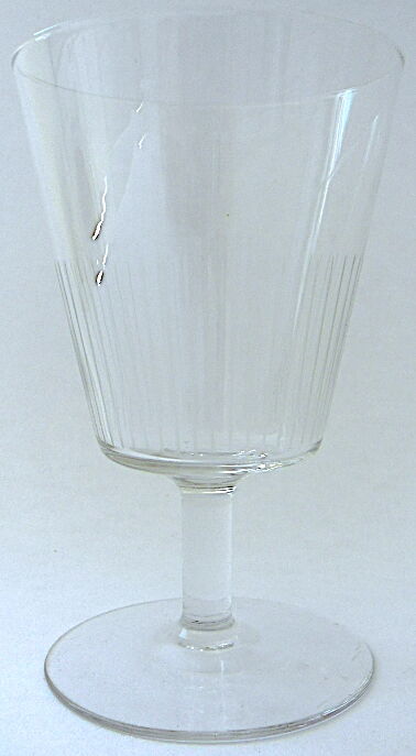 Suite of six art-deco glasses with red wine in modernist shape in cut crystal